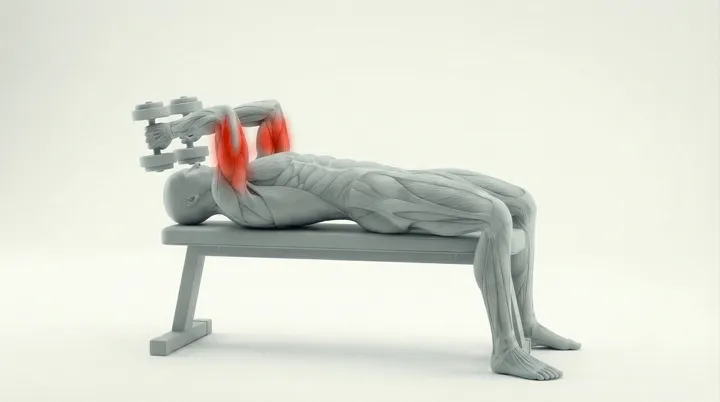 Extension triceps barre au front (skull crusher)