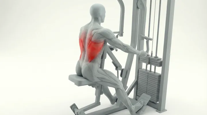 Rowing à la machine, prise en supination