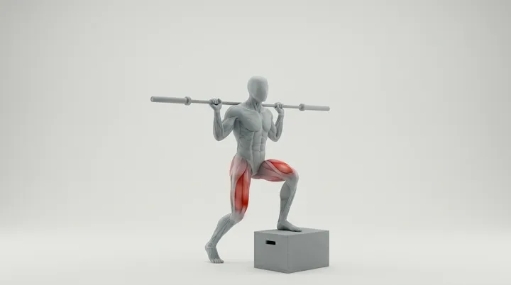Step-up avec montée de genou, barre nuque