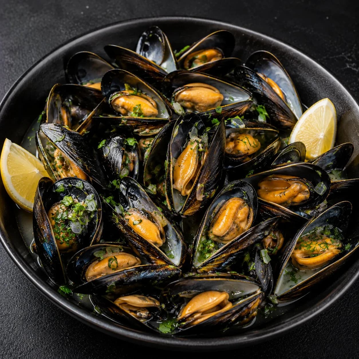 Moules, cuites