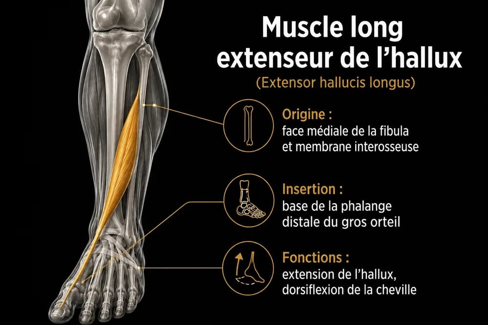Schéma anatomique — Long extenseur de l'hallux