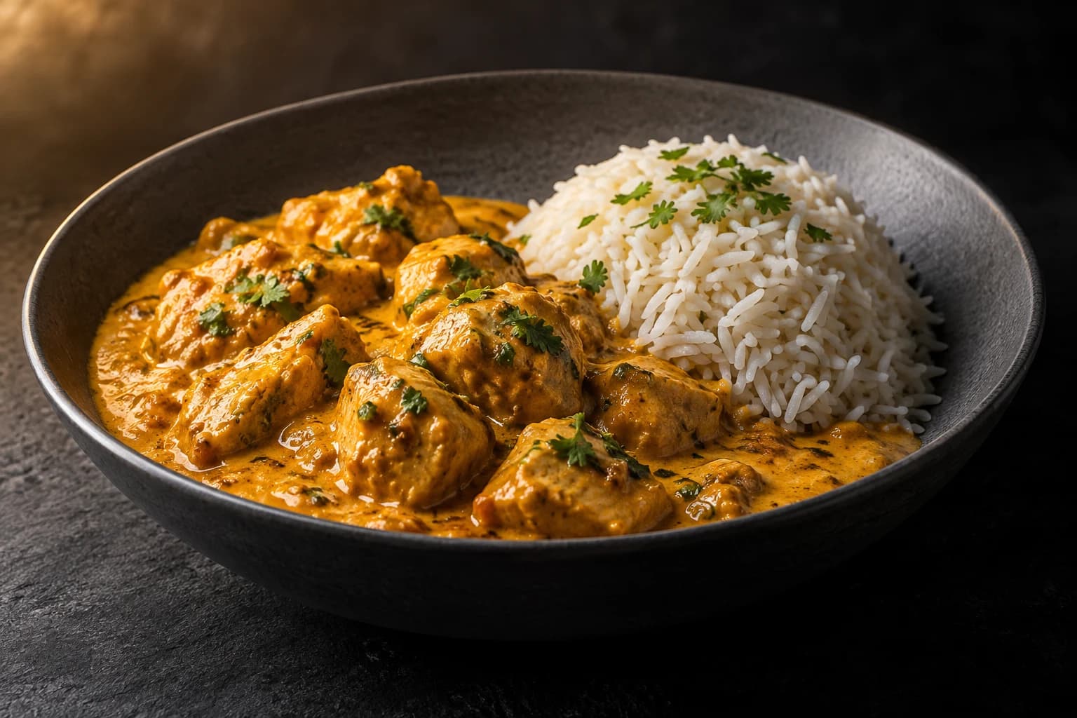 Curry de poulet au lait de coco et riz basmati