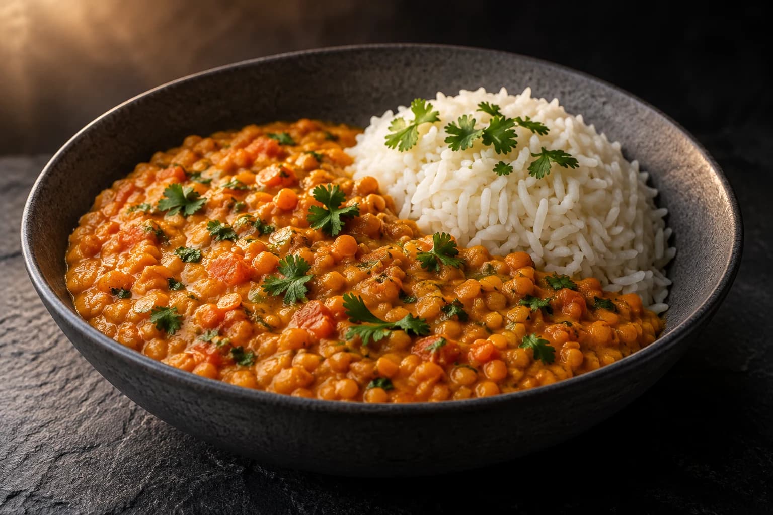 Dahl de lentilles et riz basmati