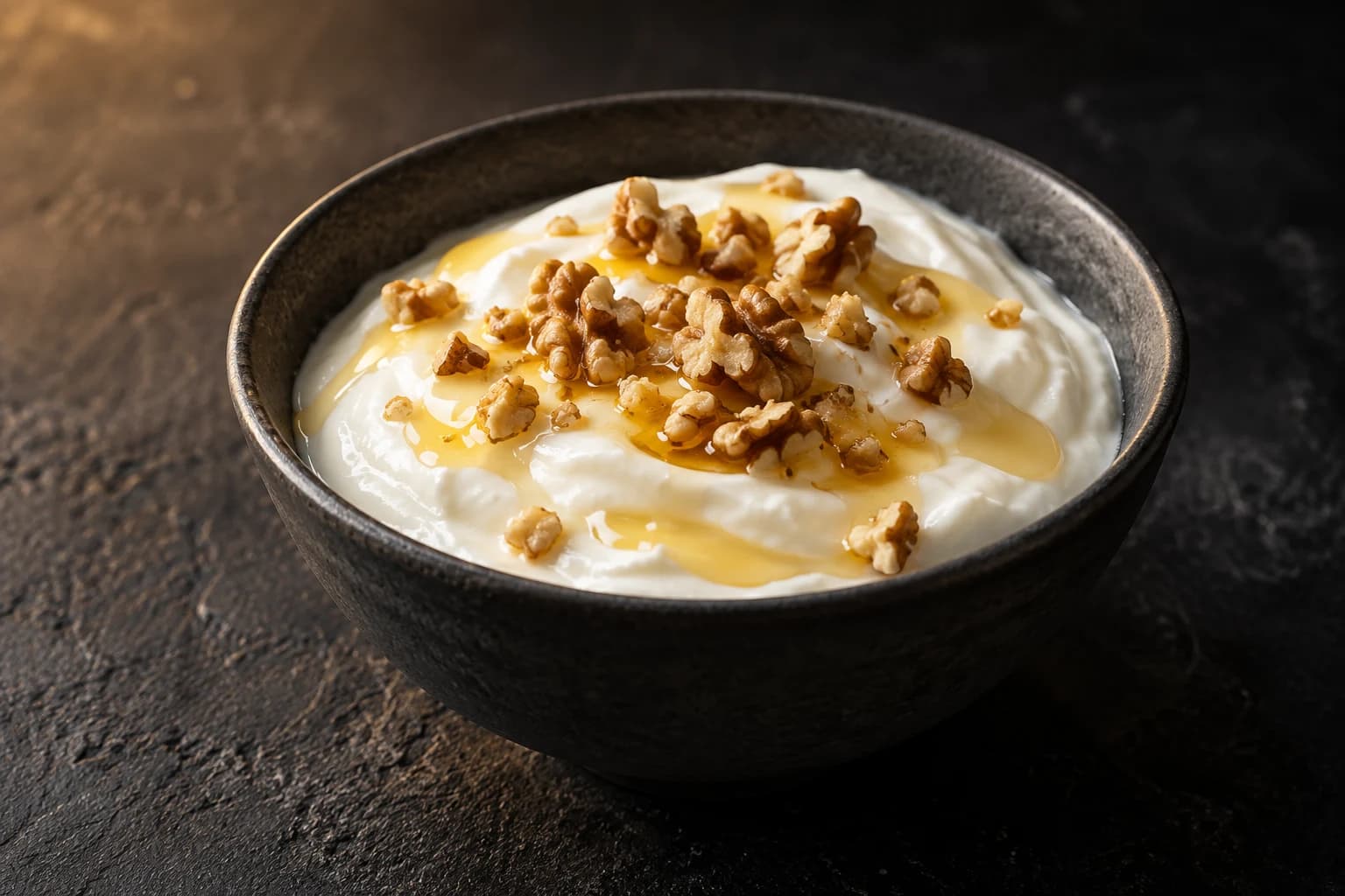 Fromage blanc, miel et noix