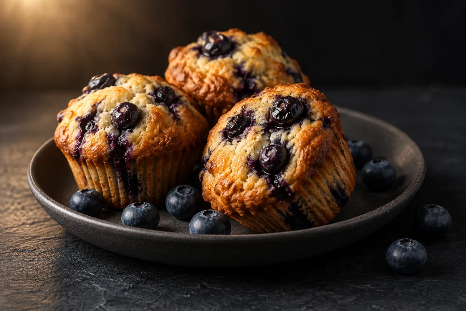 Muffins protéinés aux myrtilles