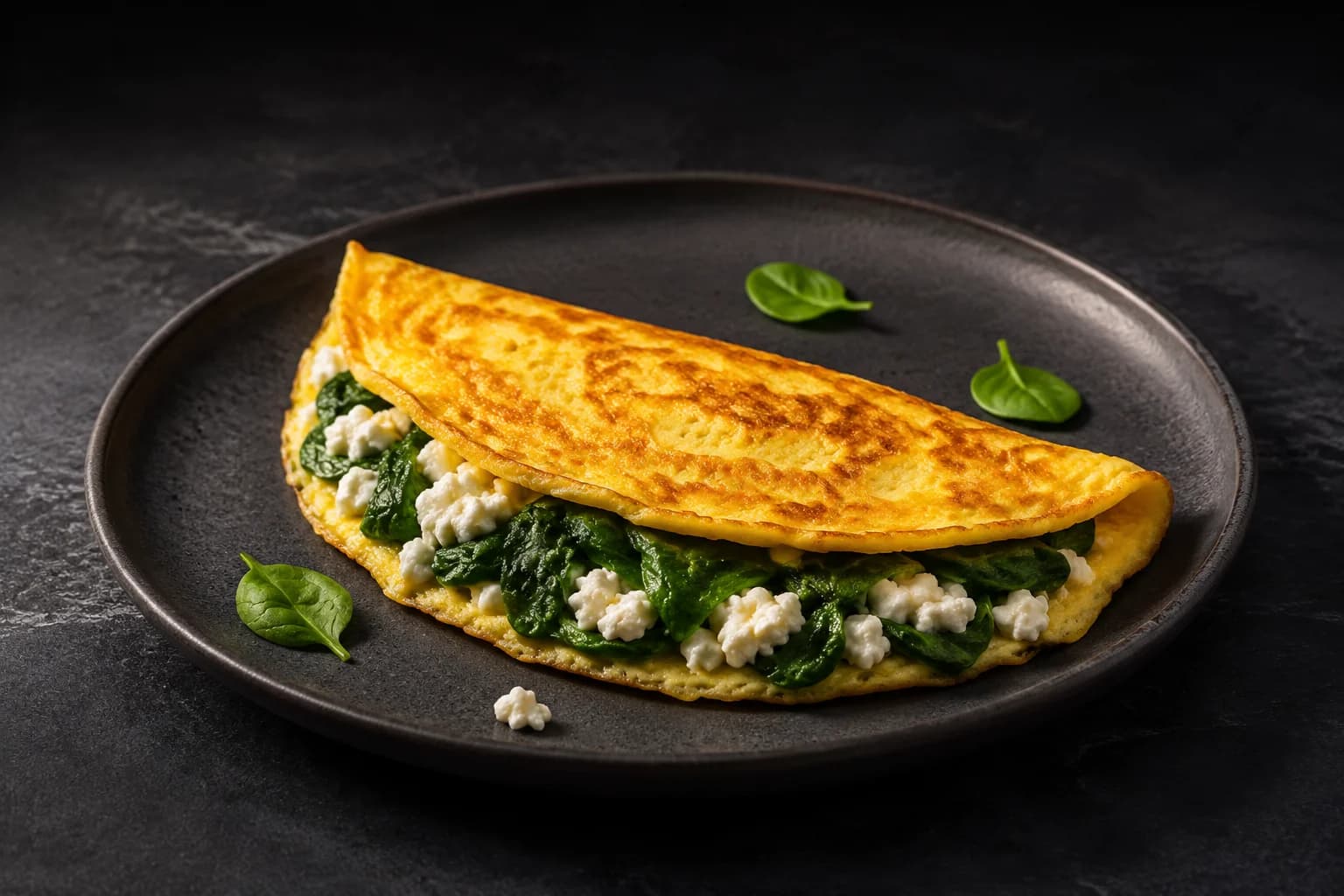 Omelette épinards et fromage cottage