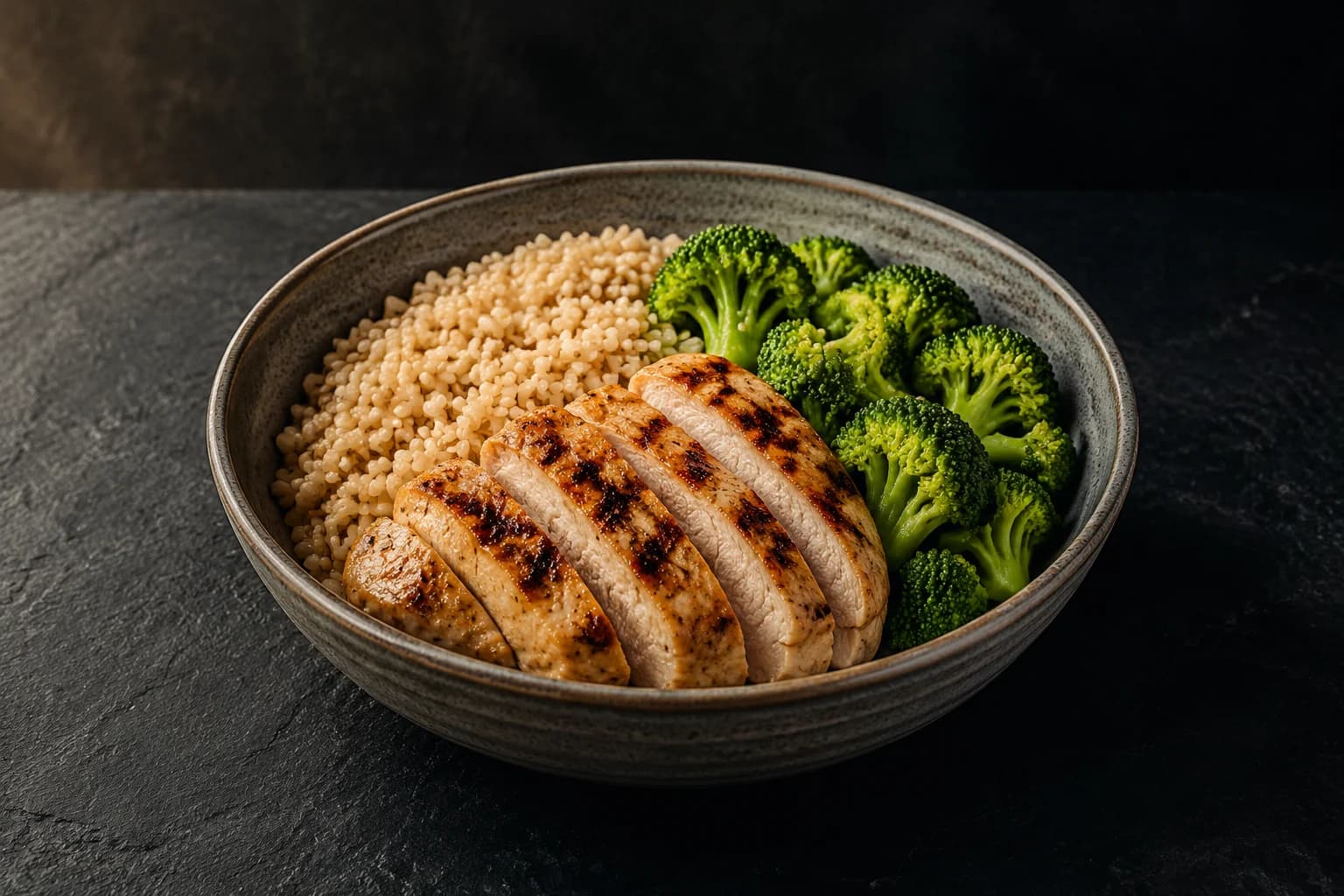 Bowl poulet, riz complet et brocoli