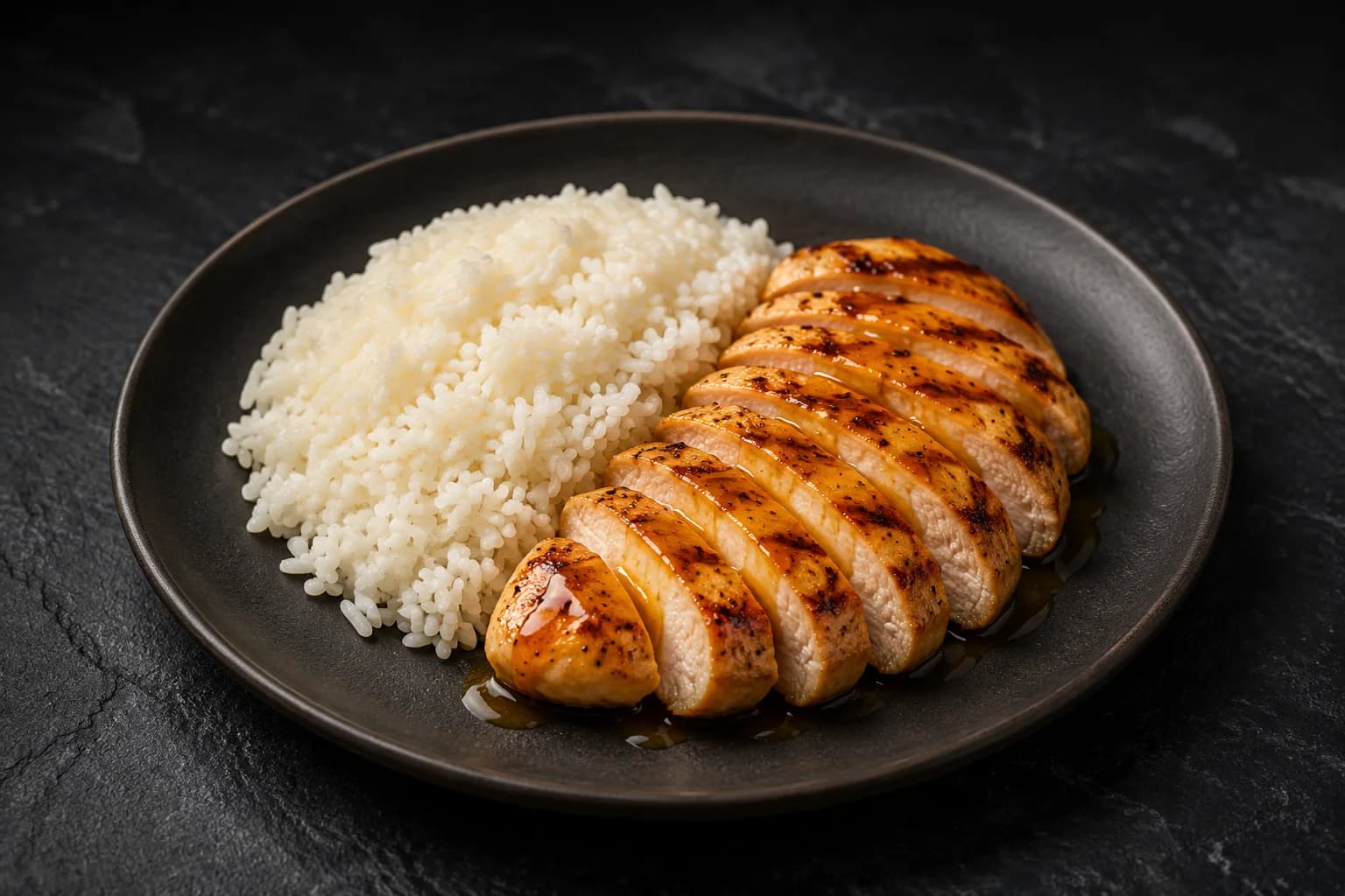 Riz blanc, poulet et miel post-entraînement