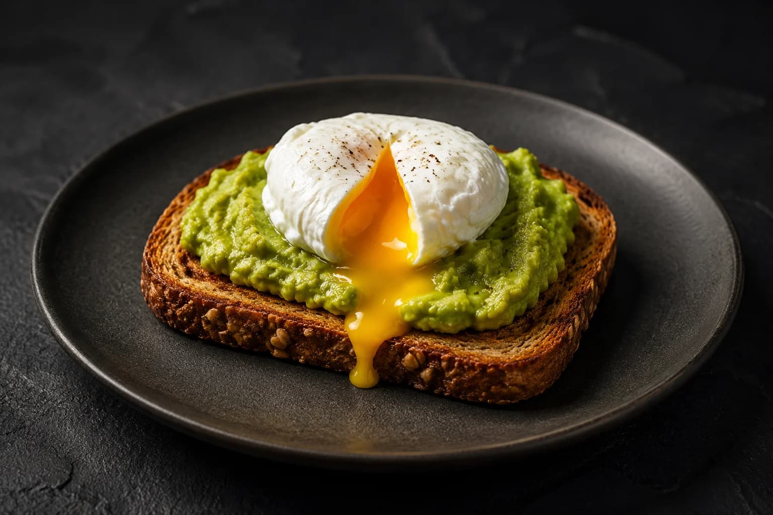 Toast complet, avocat et œuf poché
